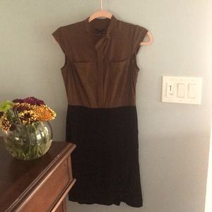 Color block brown and black dress